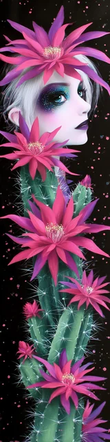 Free cactus bookmark featuring a short hair lady on top of a cactus